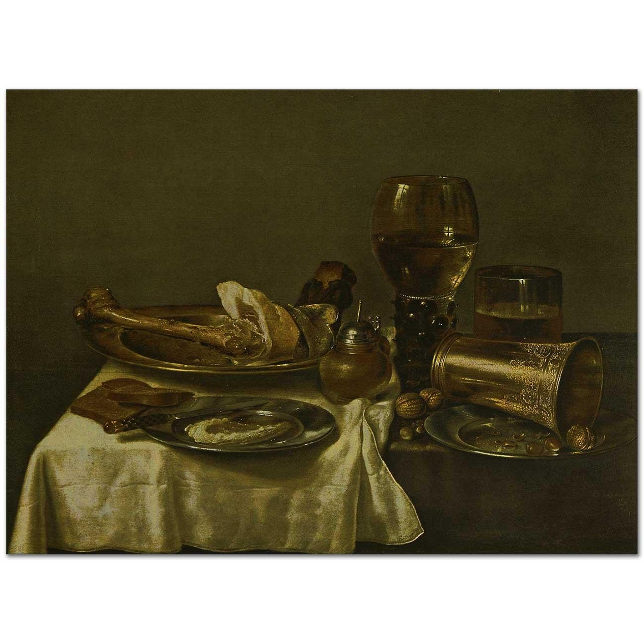 Willem Claesz Heda Jambonlu Naturmort Kanvas Tablo