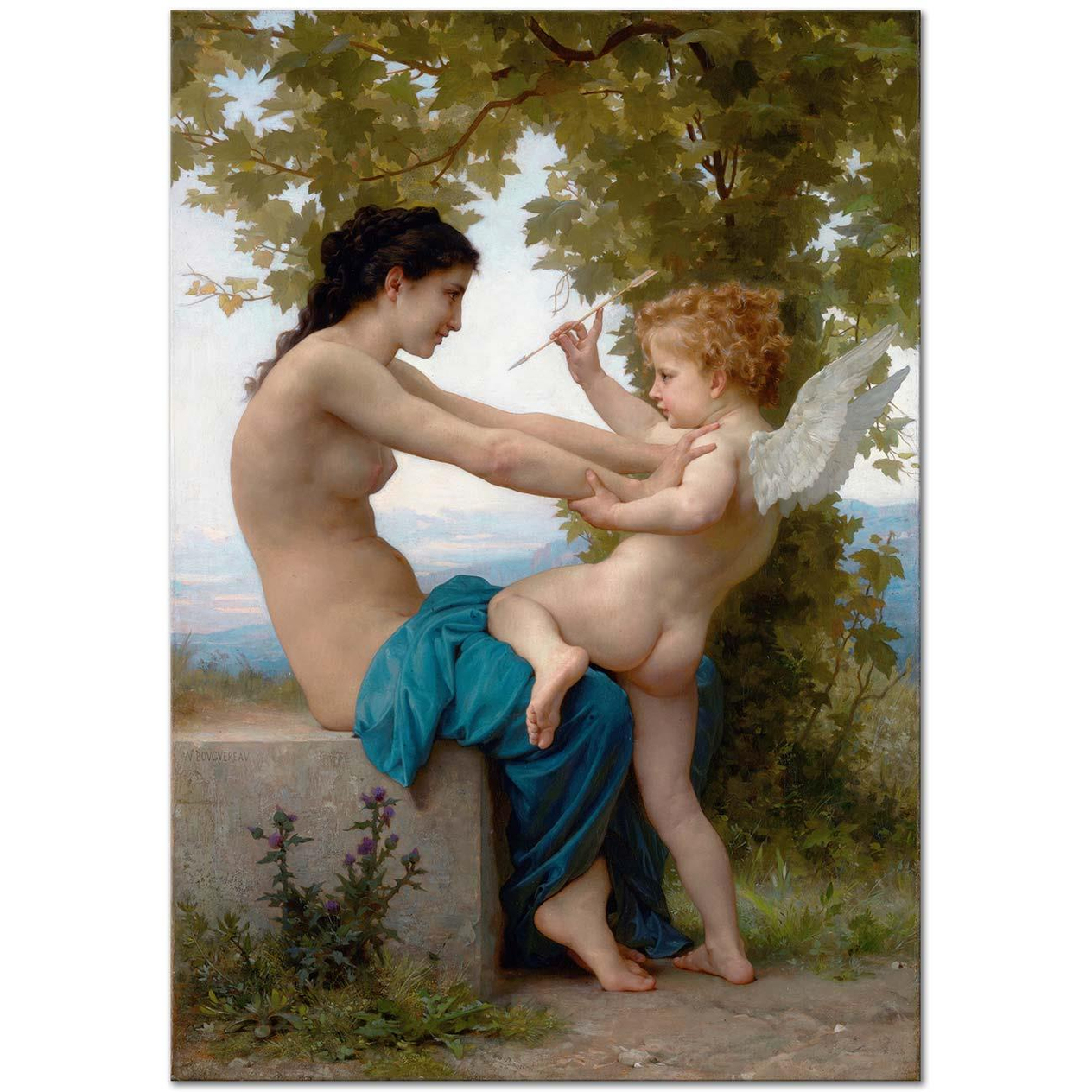A Young Girl Defending Herself Against Eros by William Adolphe Bouguereau