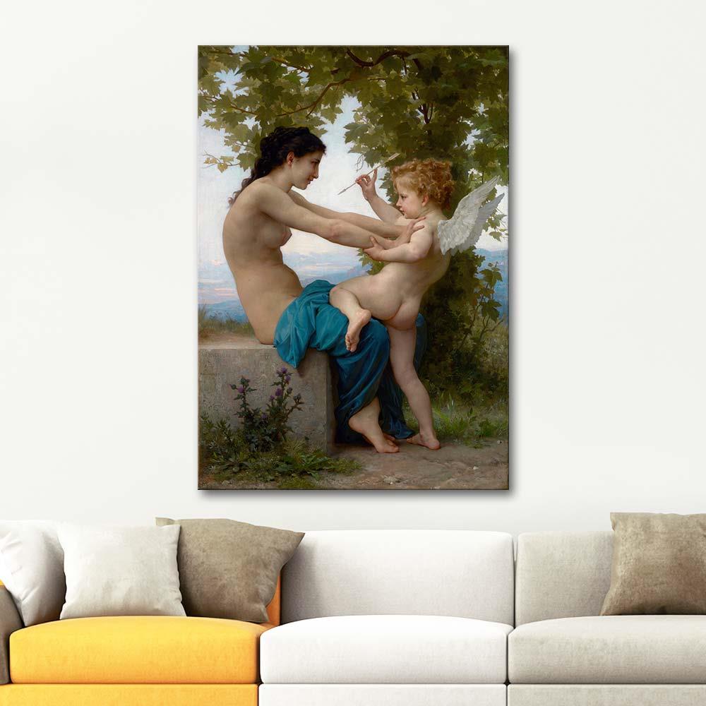 William Adolphe Bouguereau A Young Girl Defending Herself Against Eros Art Print