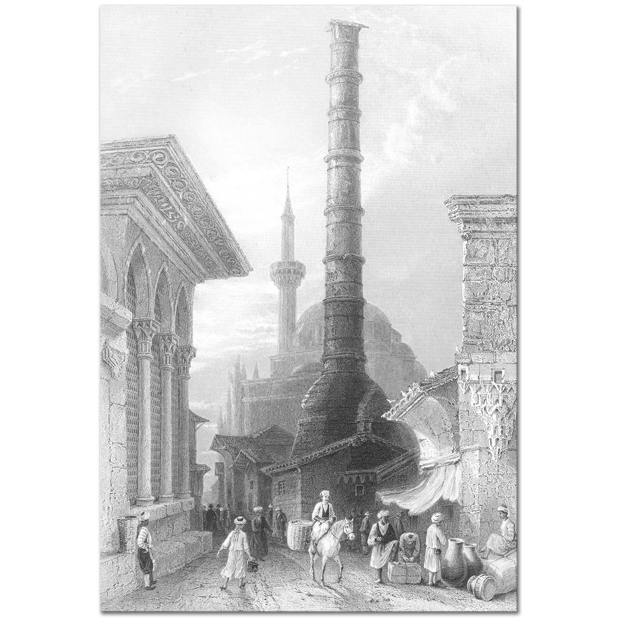 Burnt Pillar Constantinopolis by William Henry Bartlett