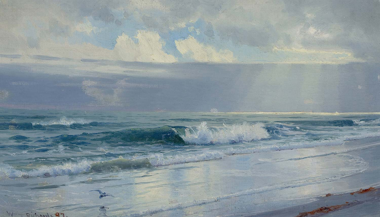 William Trost Richards Crashing Waves Along the Seashore Art Print