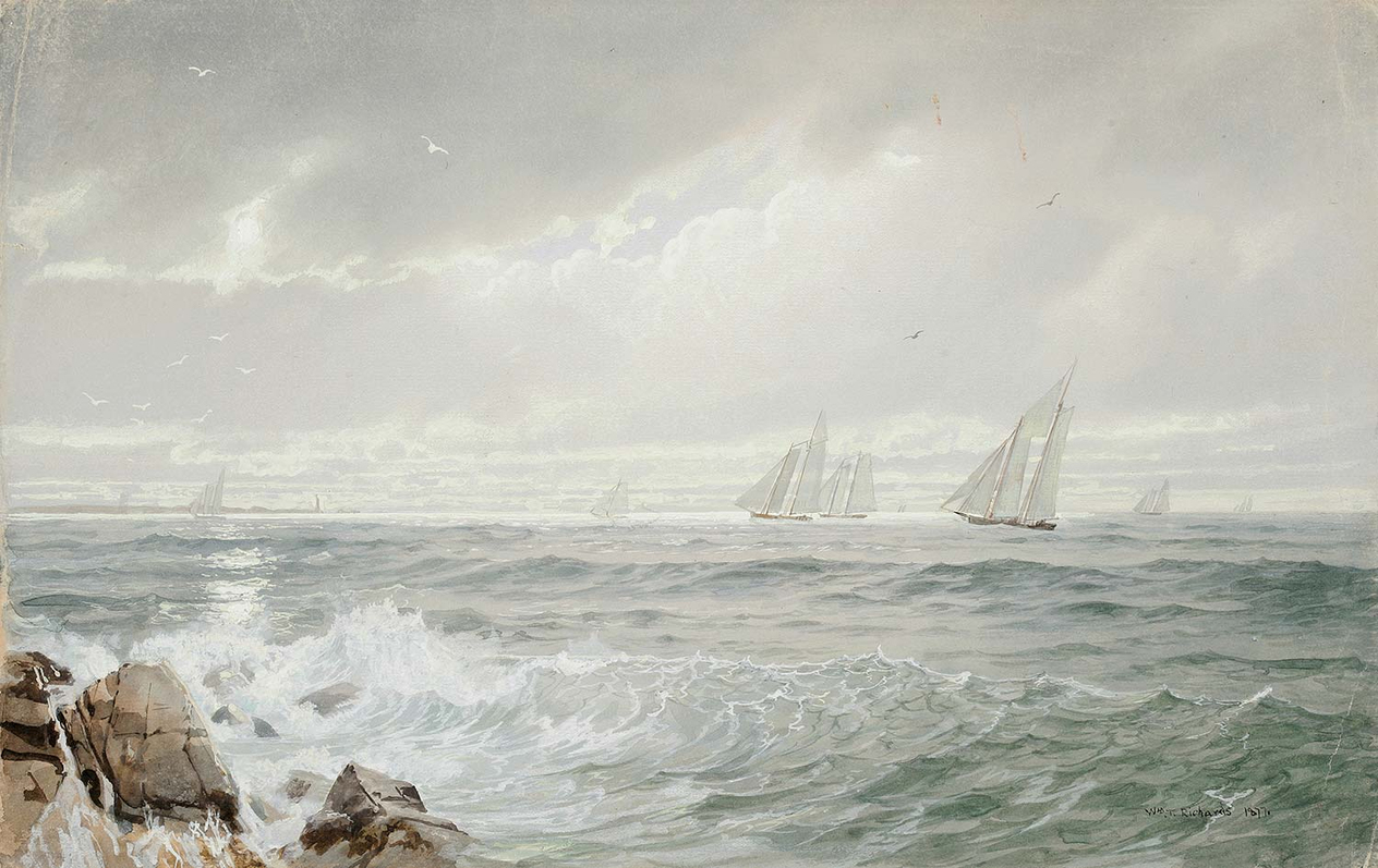 William Trost Richards Yachts Off Newport Art Print