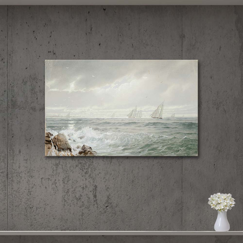 William Trost Richards Yachts Off Newport Art Print