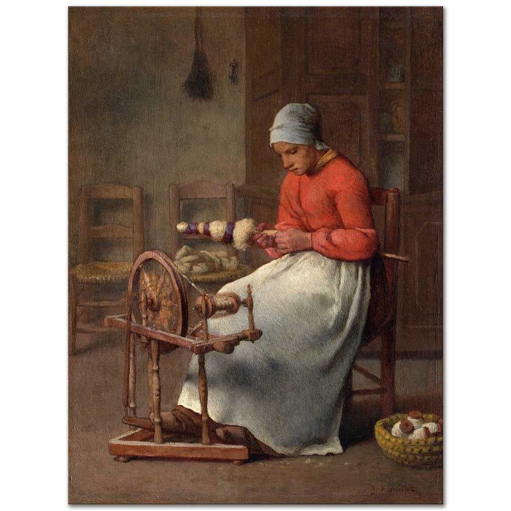 Jean-Francois Millet İplik Eğiren Kadın Kanvas Tablo