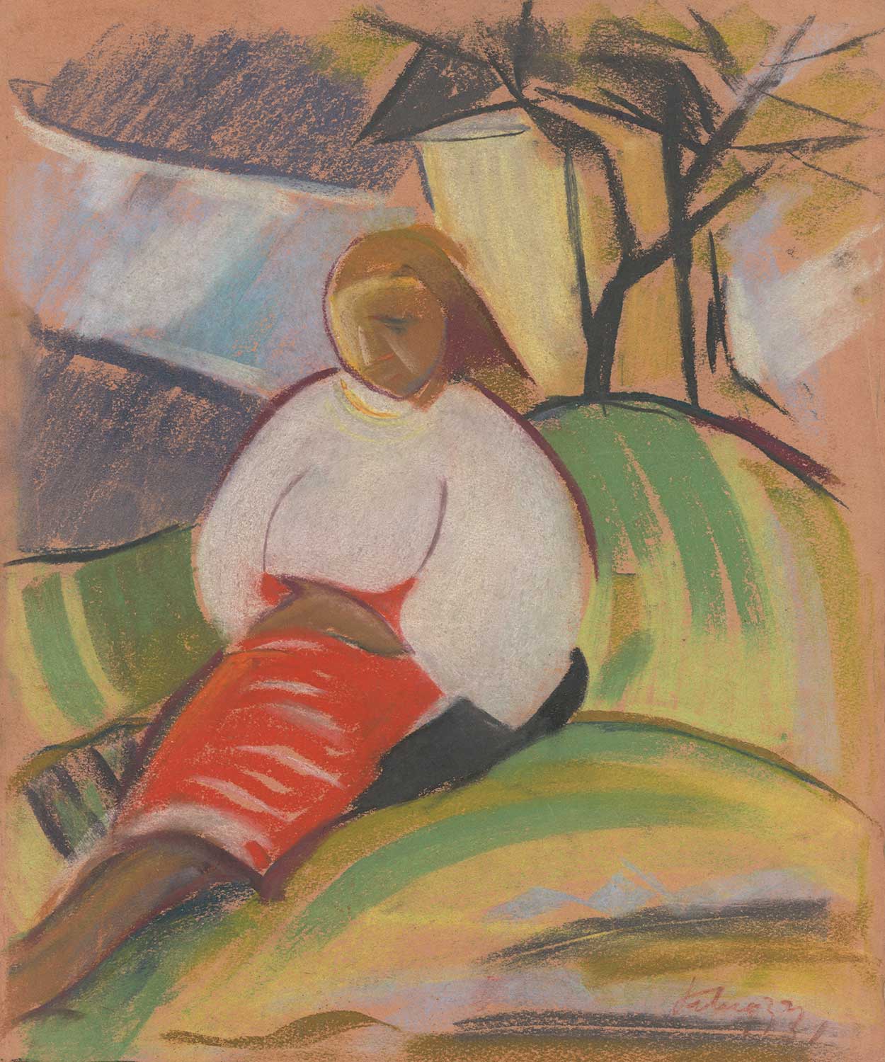 Zolo Palugyay Girl in a Red Skirt Art Print
