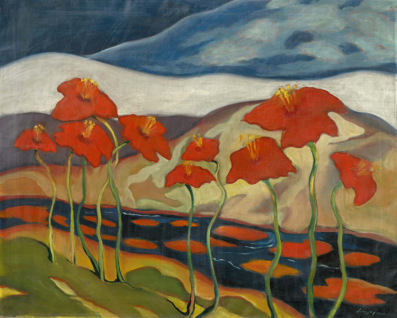 Zolo Palugyay Landscape with Flowers Art Print