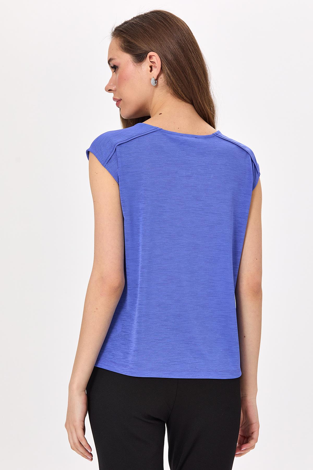 Yuvarlak Yaka Cep Detaylı Bluz 025-1018