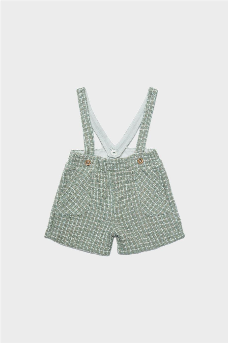 Layette Baby Boy Patterned Bib and Brace Overall