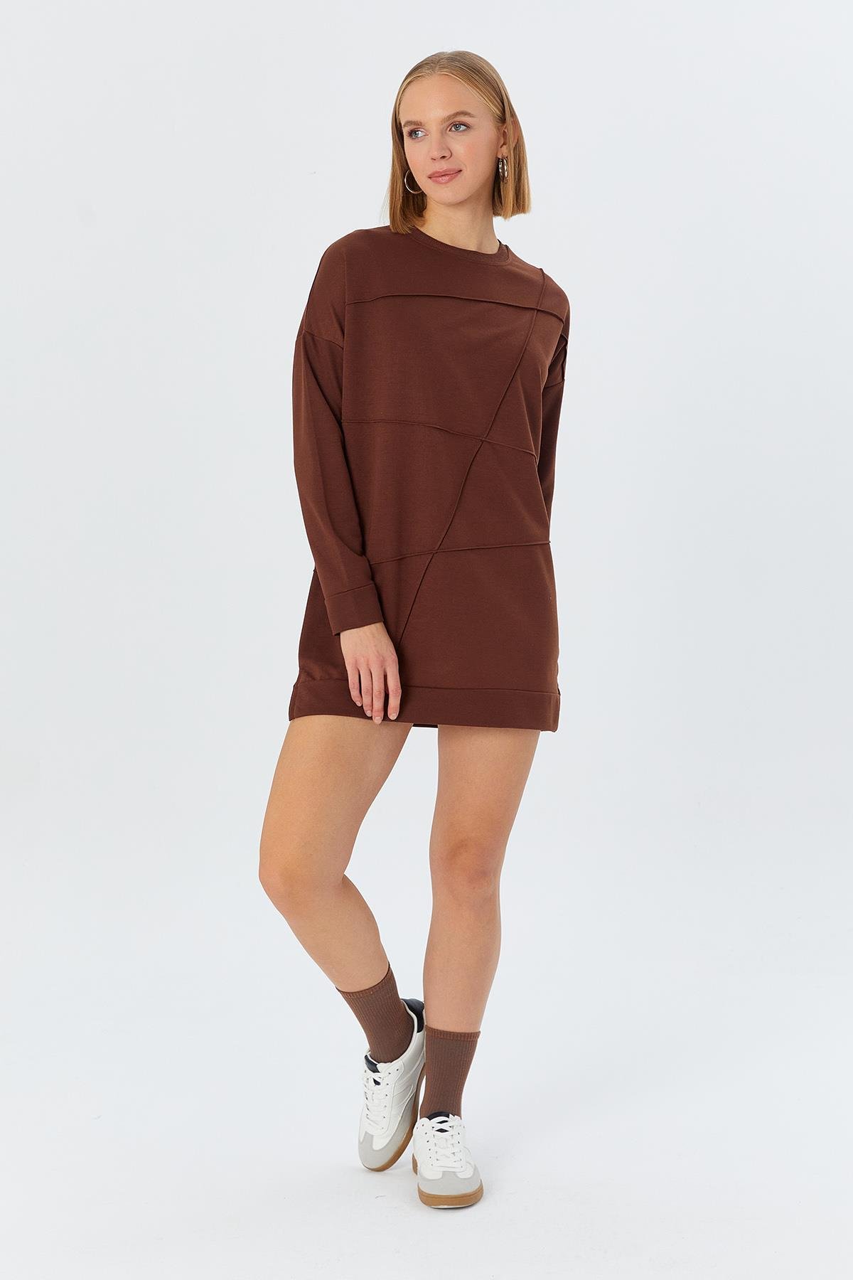 Bisiklet Yaka Sweatshirt KAHVE