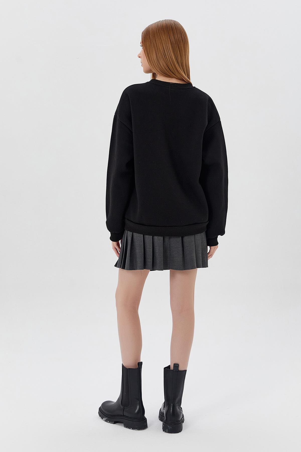CIAO Leopar Baskılı Sweatshirt SIYAH
