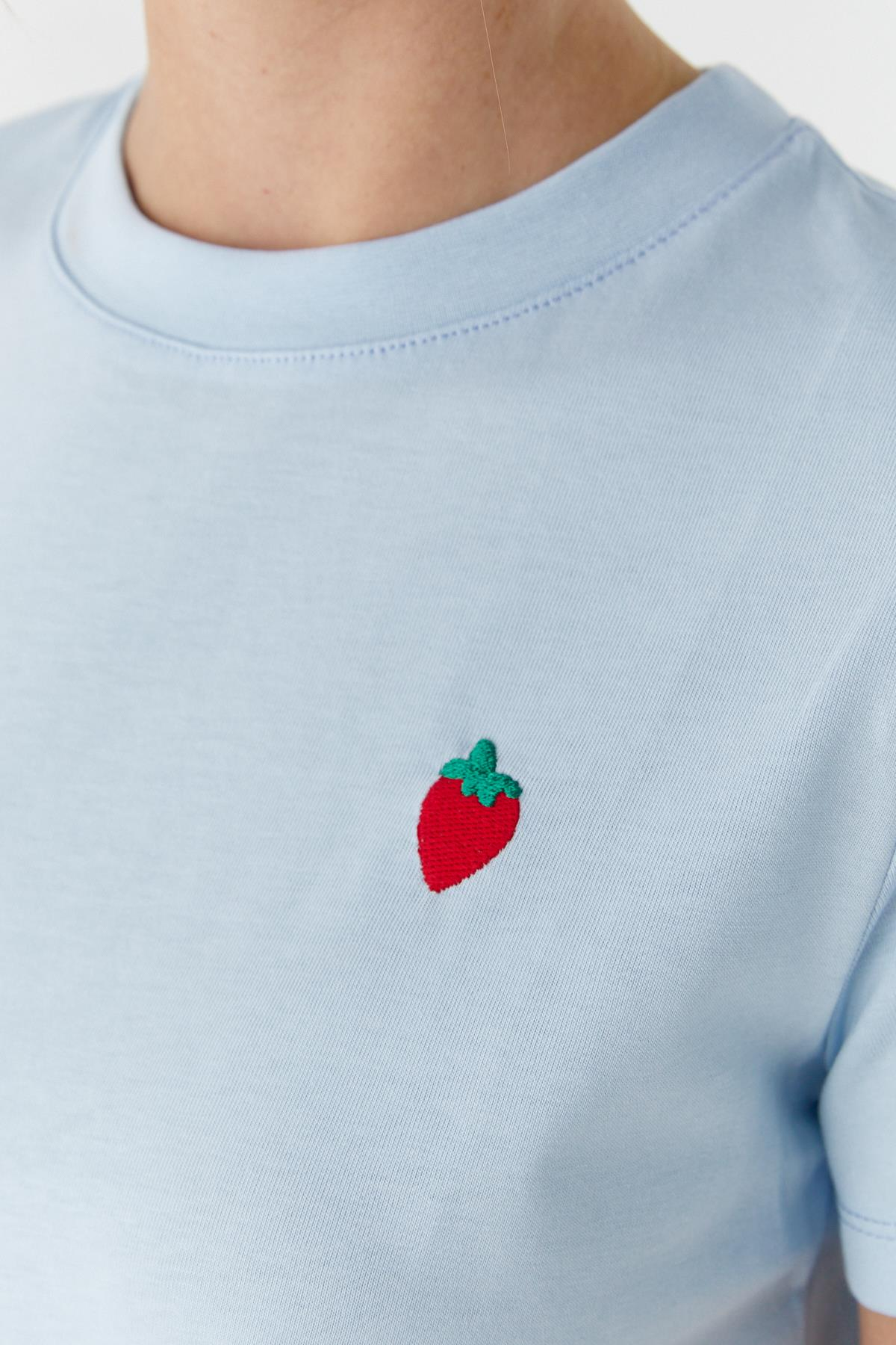 Çilek Baskılı Tshirt MAVI