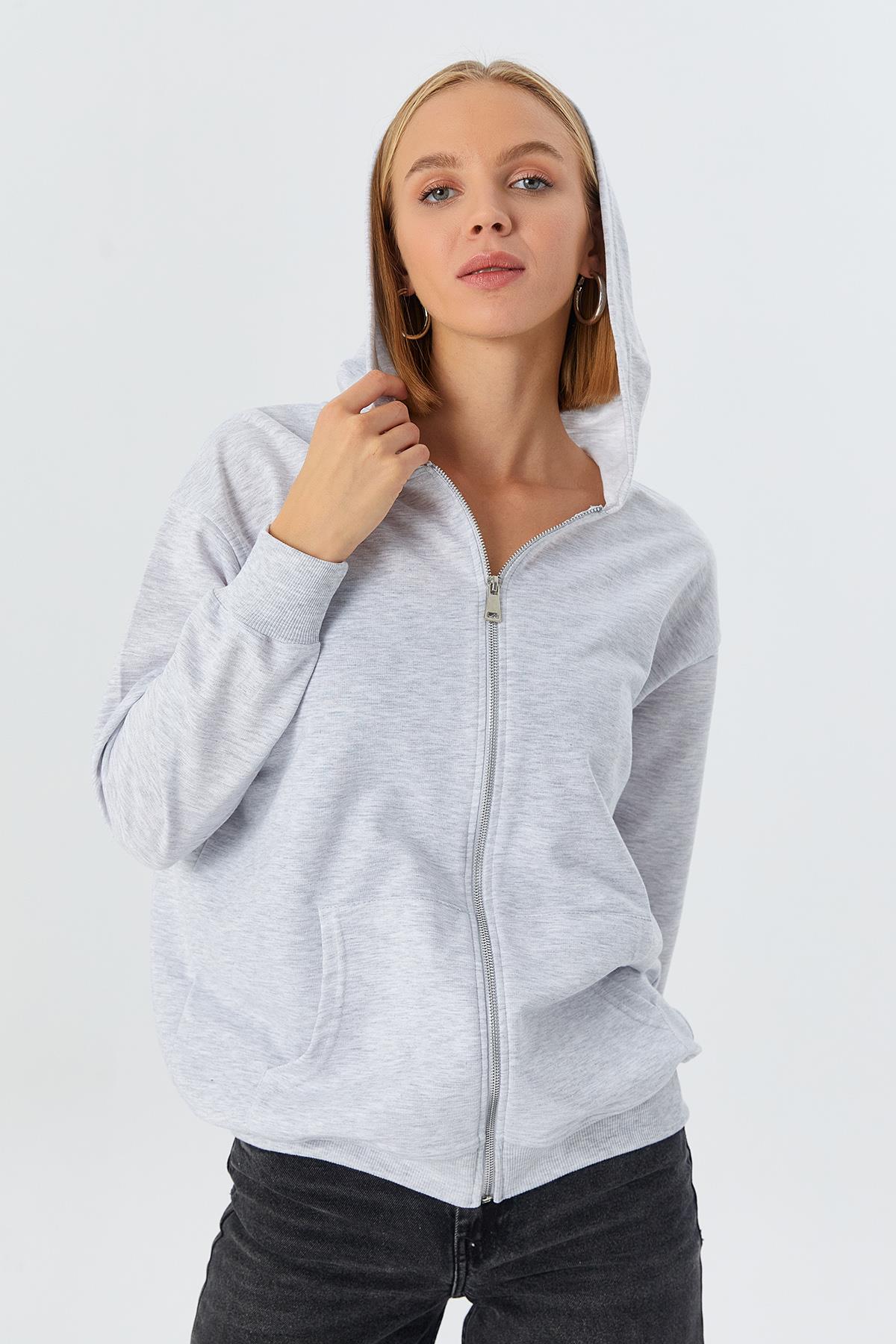 Fermuarlı Sweatshirt KAR MELANJ