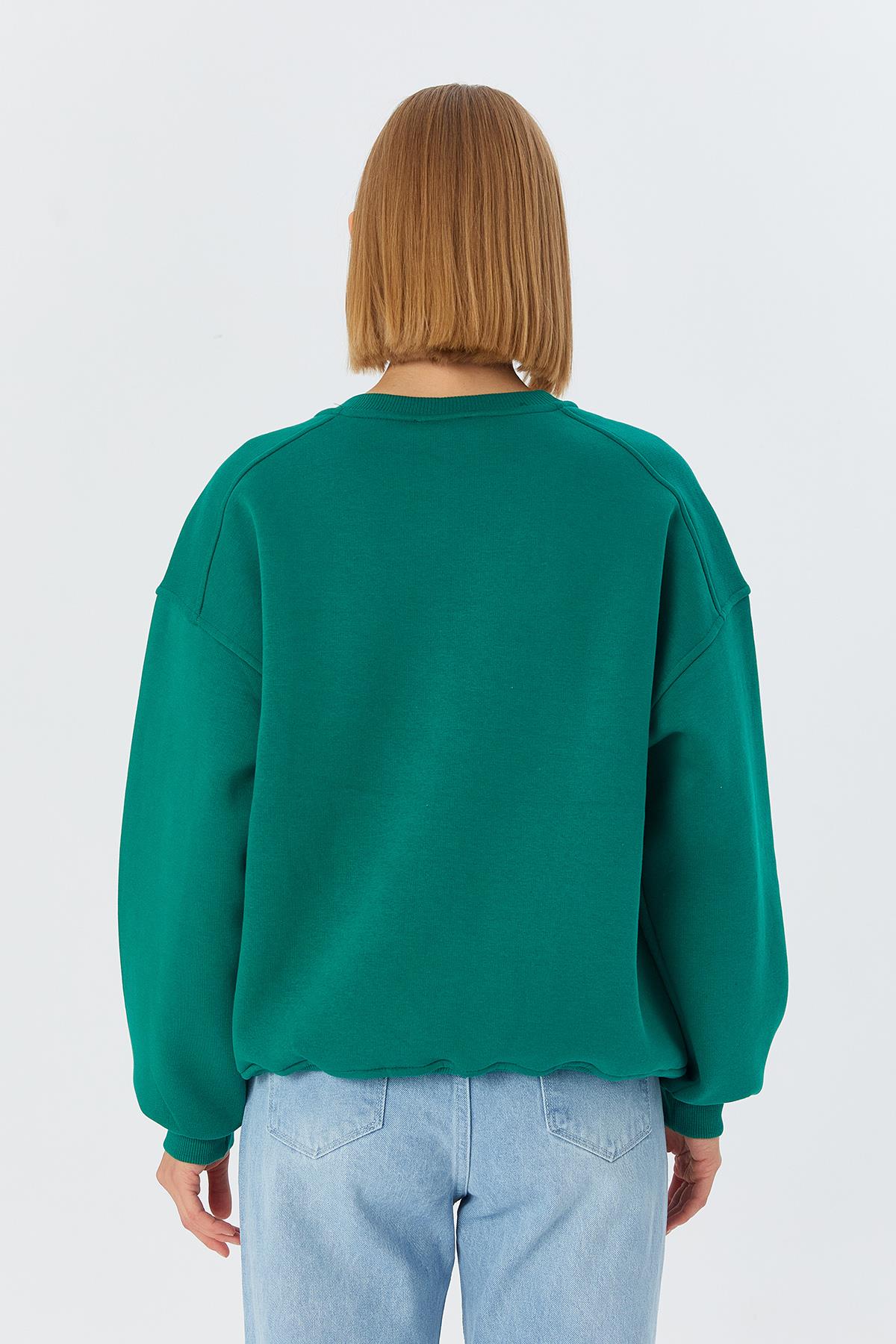 Kabartma Baskılı Sweatshirt BENETTON GREEN