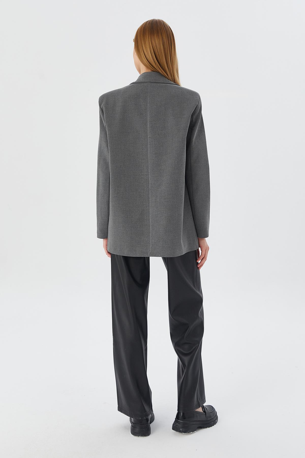 Oversize Blazer Ceket GRI