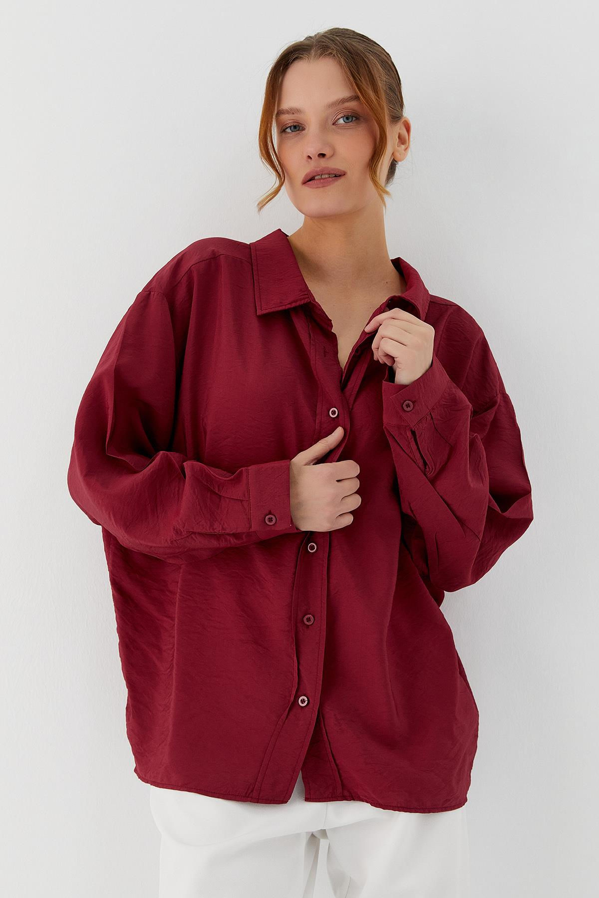 Oversize Gömlek BORDO