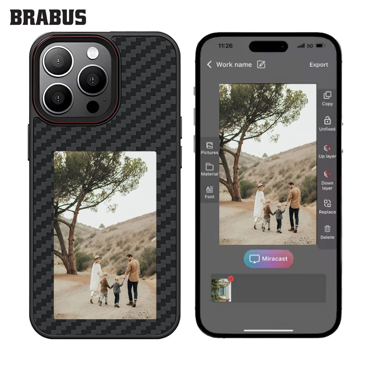 BRABUS iPhone 13 Pro NFC Ekran Resim Fotoğraf Yansıtmalı Parlak insta Kılıf