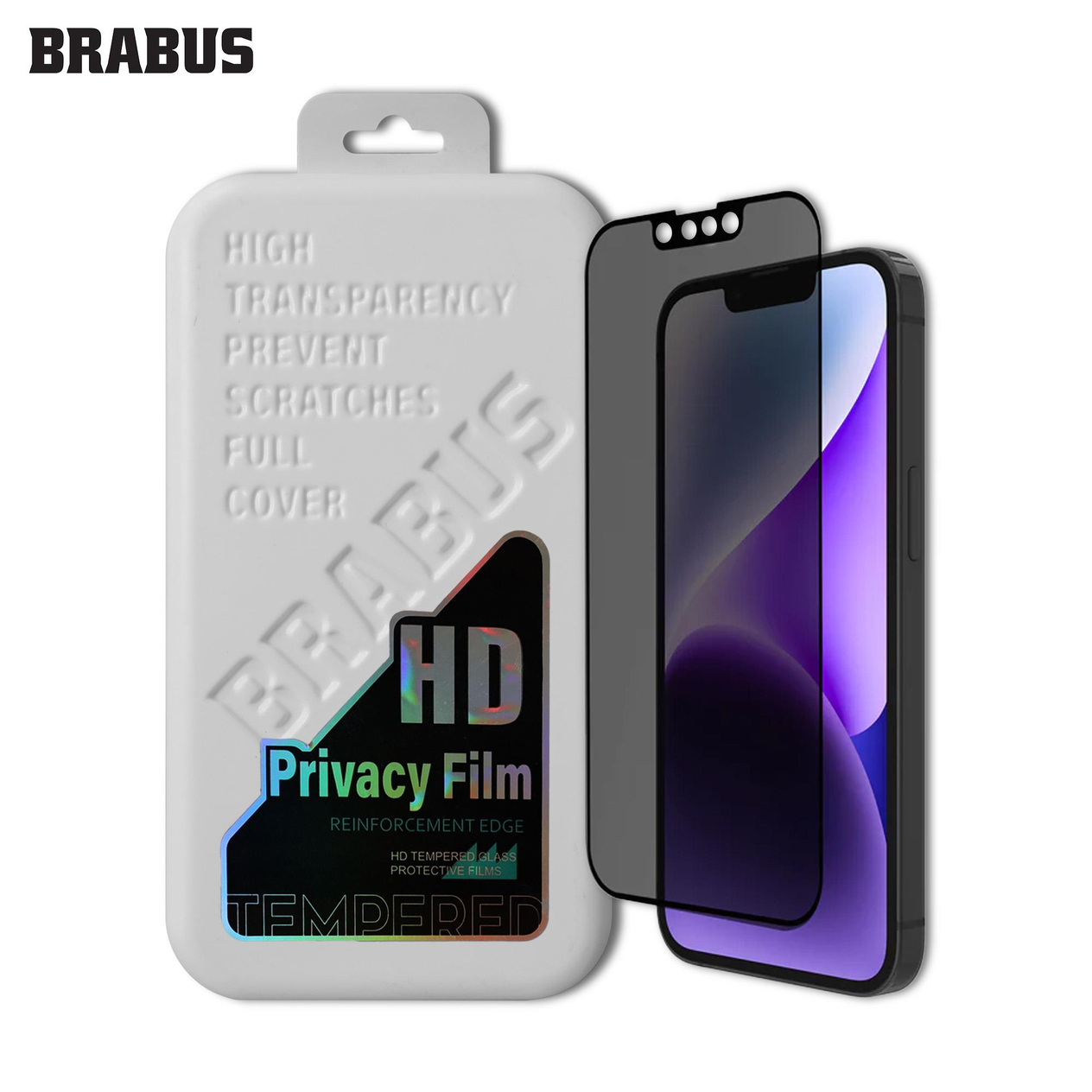 BRABUS iPhone 15 / 14 Pro HD Privacy Hayalet Film Tam Kaplayan Temperli Cam Ekran Koruyucu