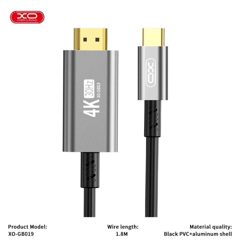 XO GB019 Type-C To HDMI Metal 4K HDMI Kablo