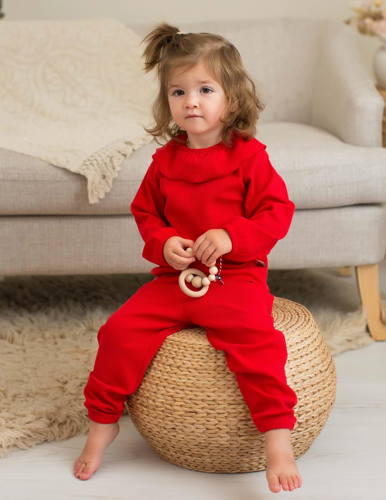 Cookie Bebek Kırmızı Uzun Kol Pijama Takımı