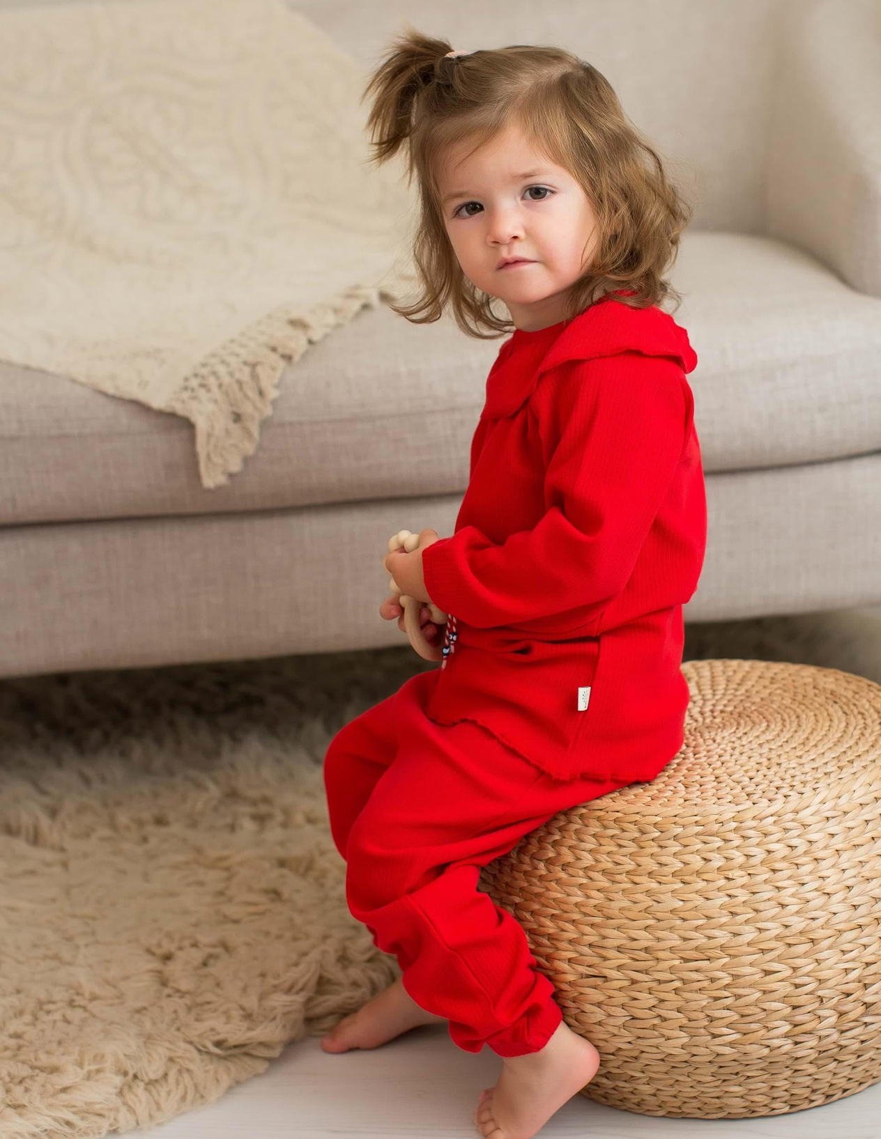 Cookie Bebek Kırmızı Uzun Kol Pijama Takımı