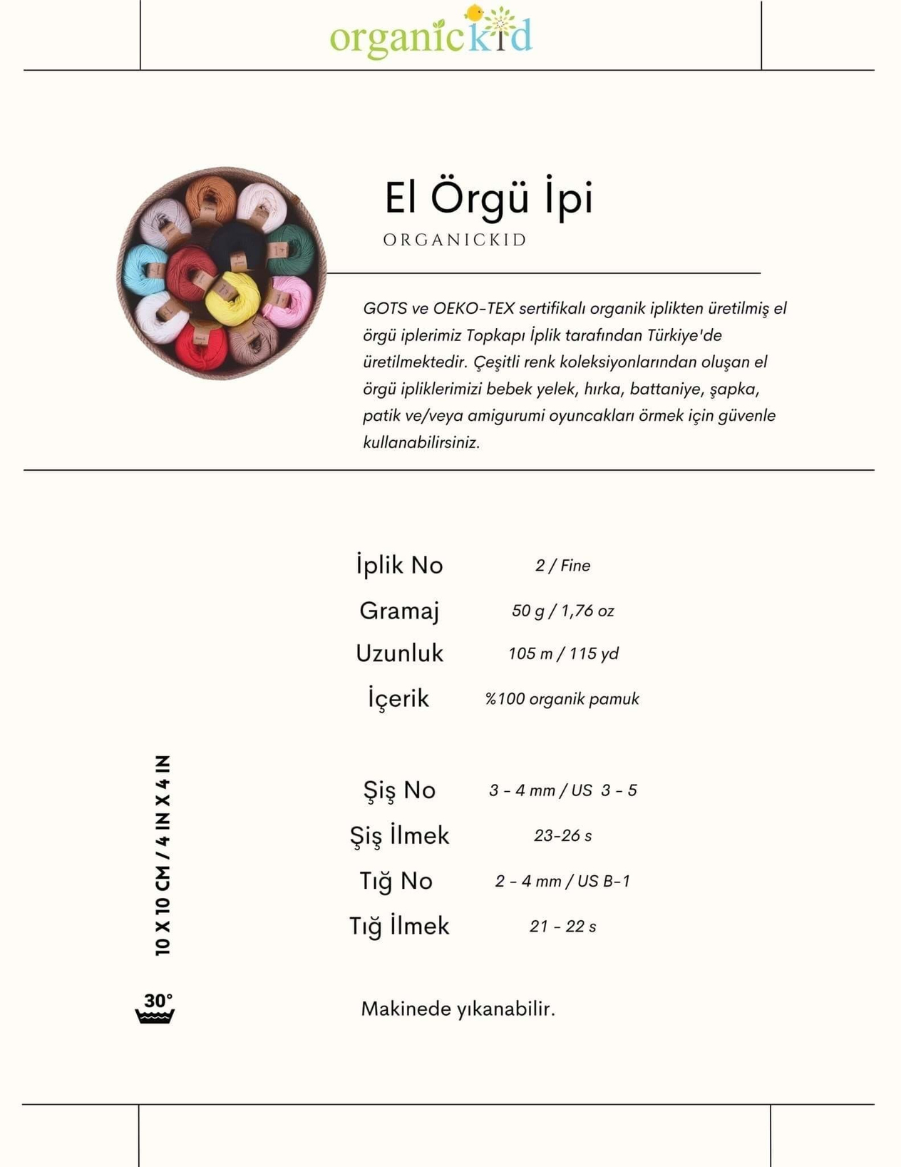 Organik Pamuk El Örgü İpi Soluk Kahve