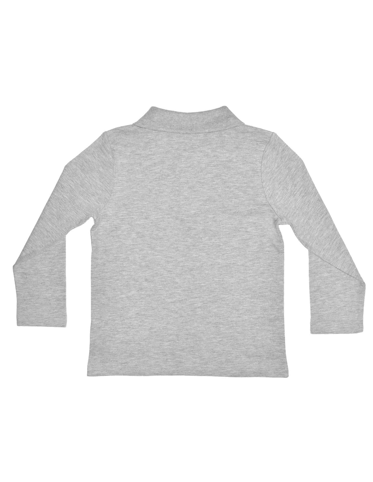 Polo Yaka Basic Gri Melanj Uzun Kollu Çocuk T-shirt