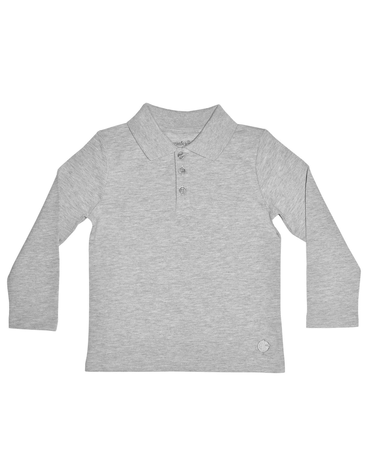 Polo Yaka Basic Gri Melanj Uzun Kollu Çocuk T-shirt