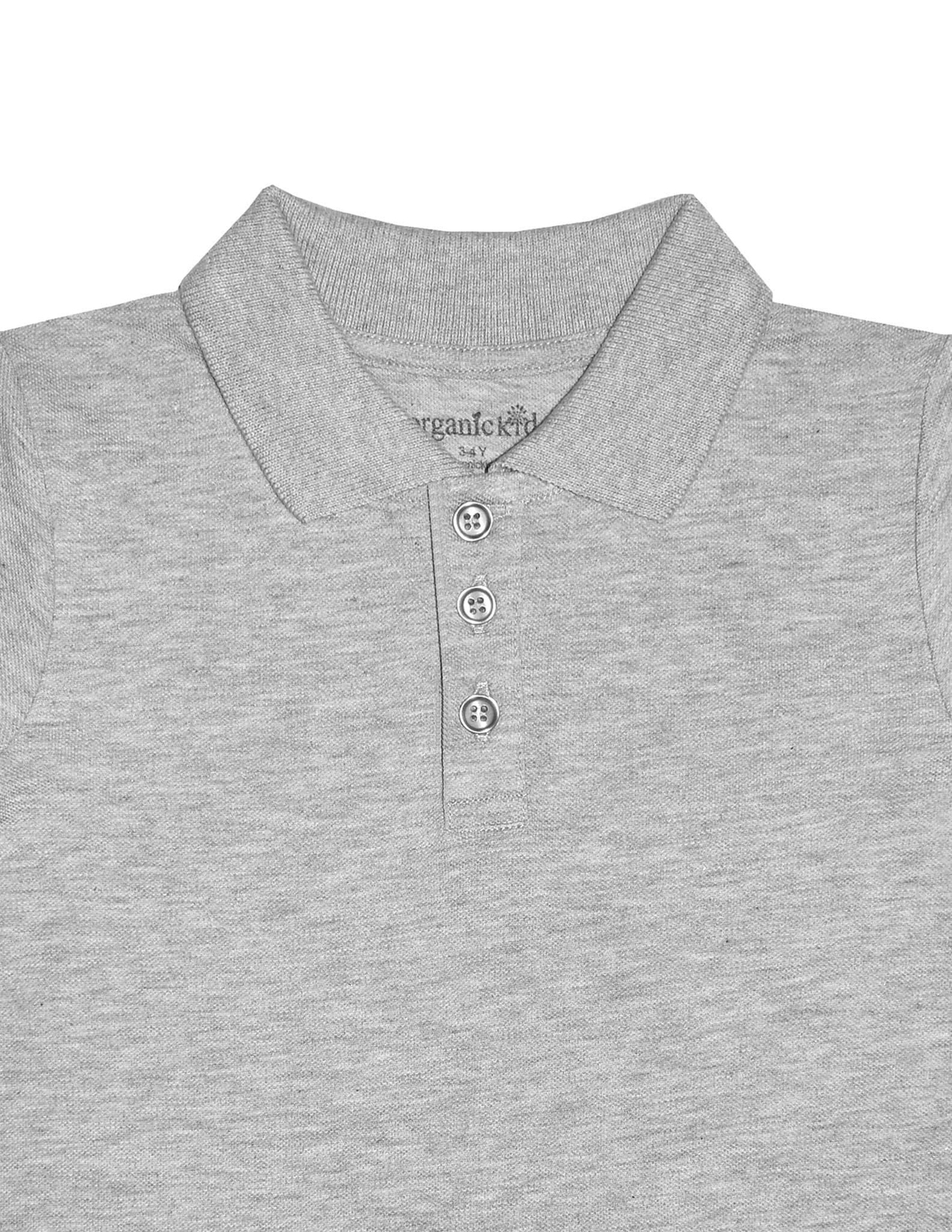Polo Yaka Basic Gri Melanj Uzun Kollu Çocuk T-shirt
