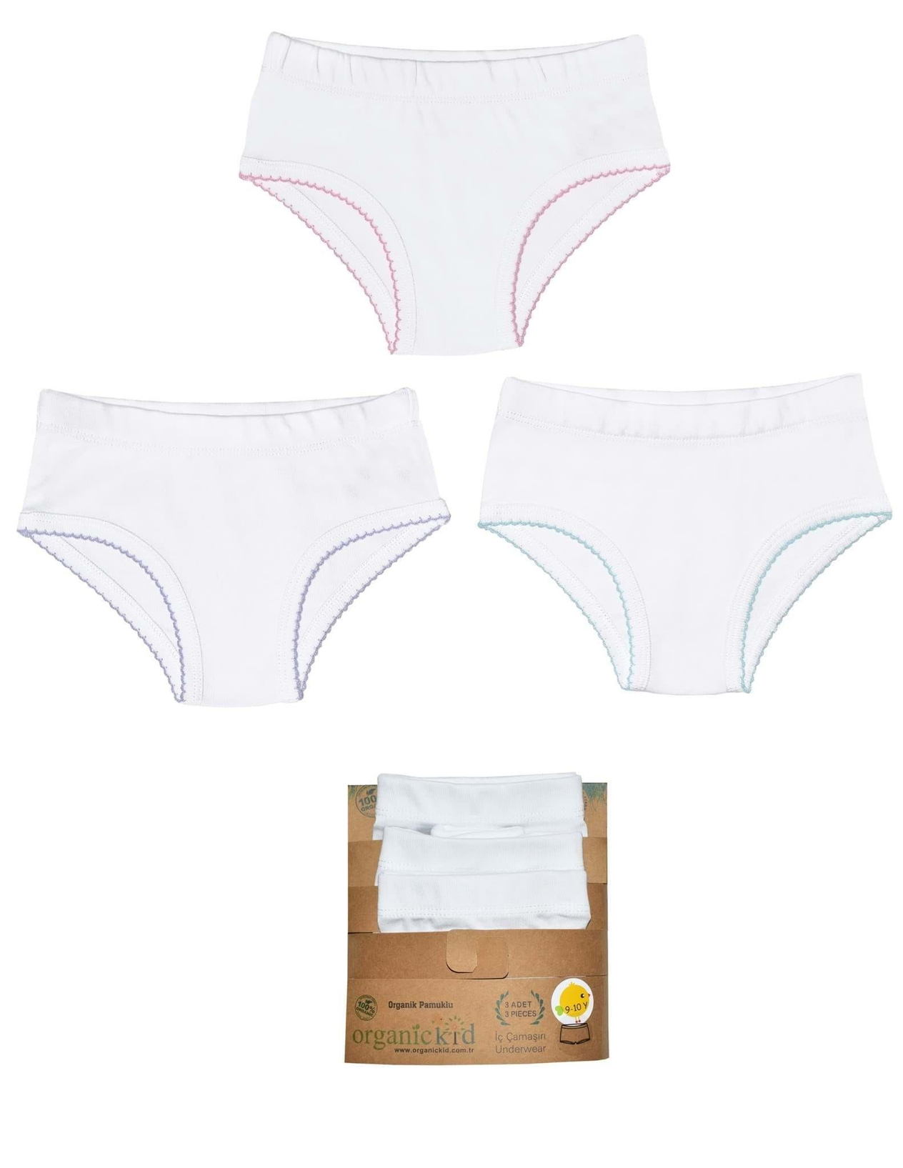 Soft Beyaz Kız Çocuk İç Çamaşır Set 3lü