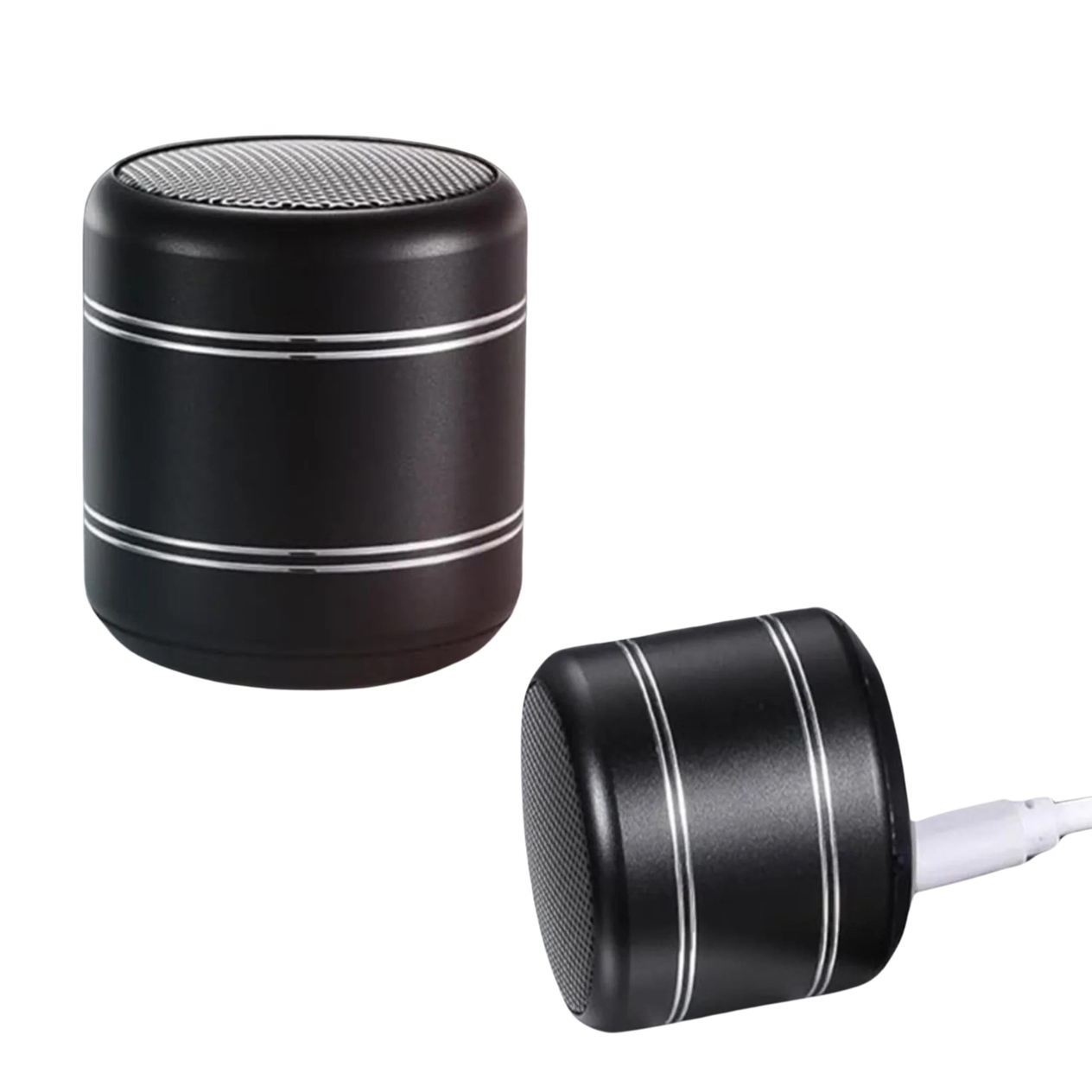 Mini Alüminyum Yüksek Bass Küçük Speaker TWS Yuvarlak Kablosuz Bluetooth Hoparlör Siyah
