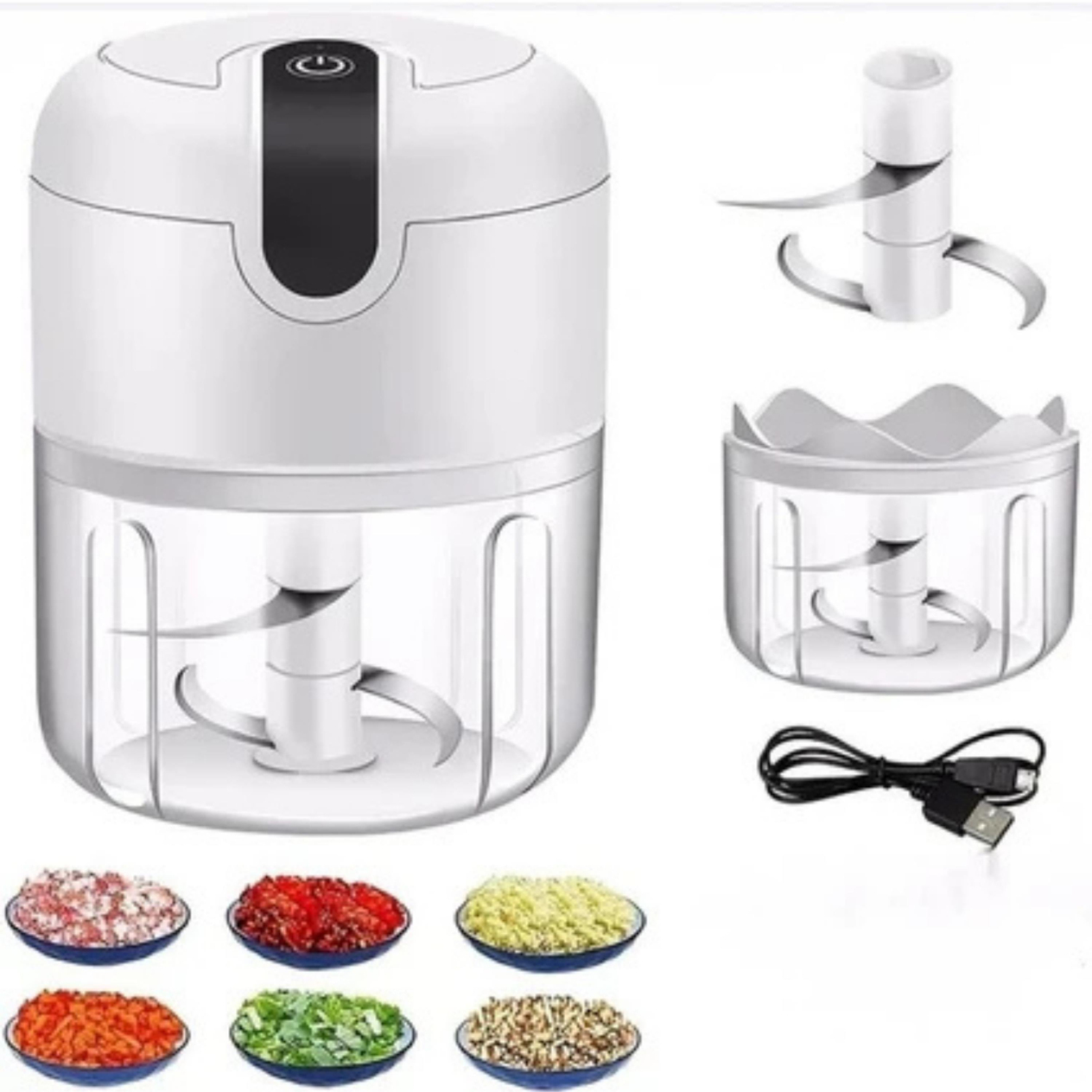 Pratik Mini El Rondosu Kablosuz Şarjlı Mini Blender Çelik 3 Bıçaklı Mutfak Robotu 