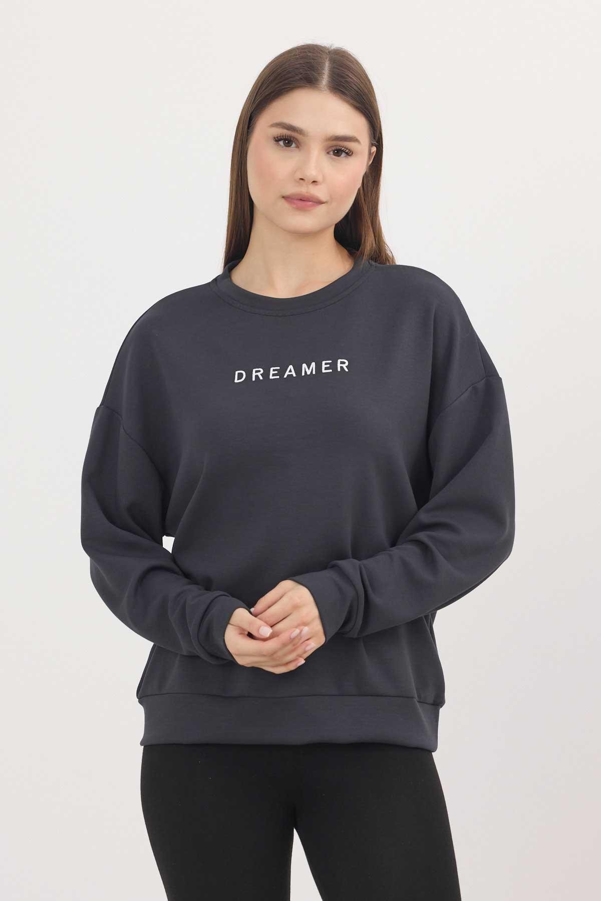 4004 Dreamer Nakış Detay Sweat Antrasit