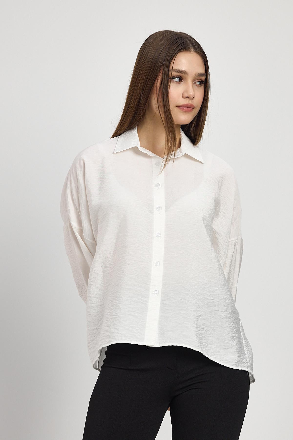 4316A Oversize Klasik Gömlek Beyaz