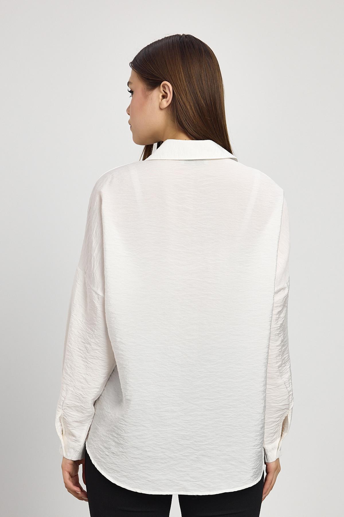 4316A Oversize Klasik Gömlek Beyaz