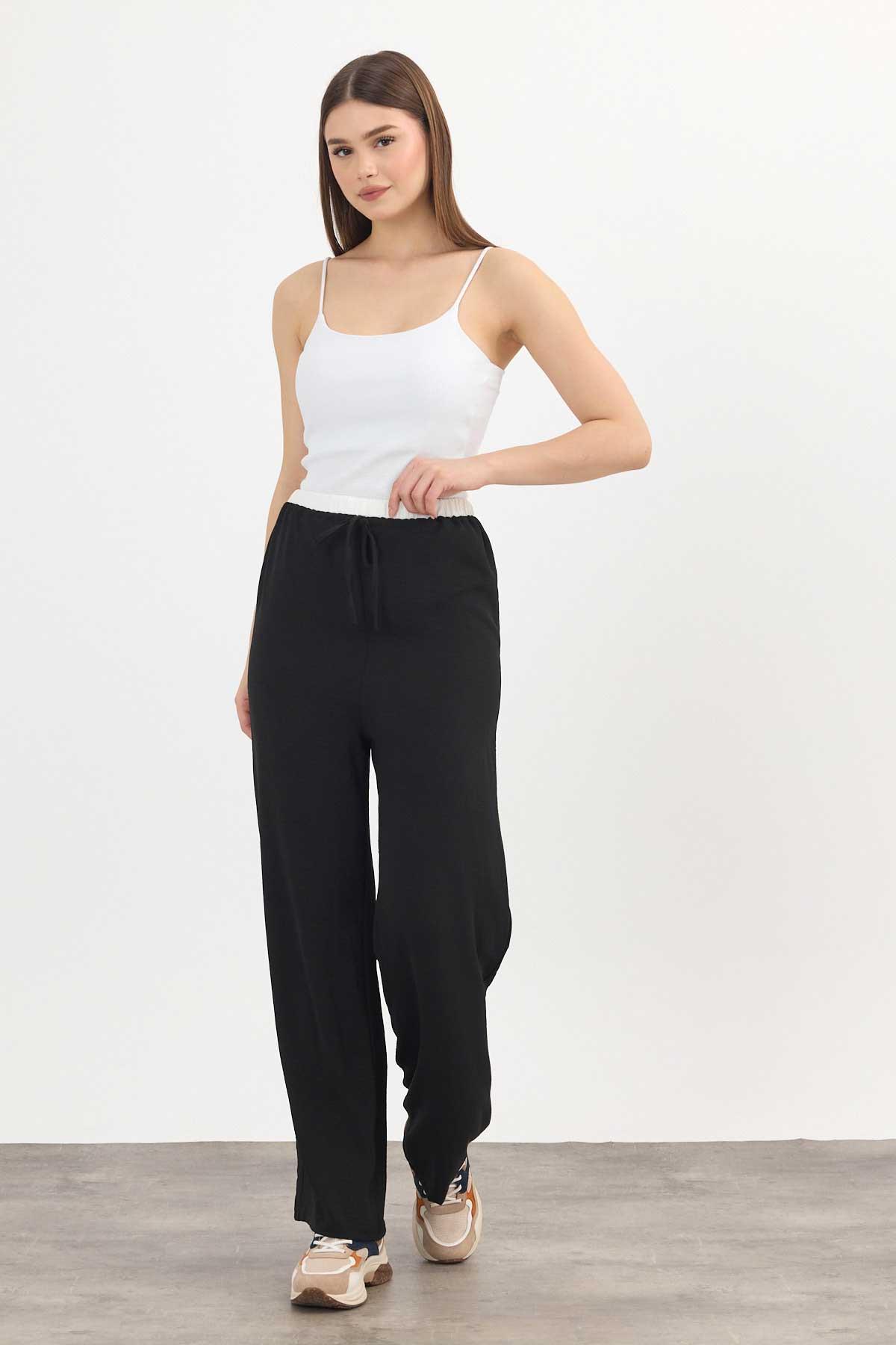 4327A Bol Paça Pantolon Siyah