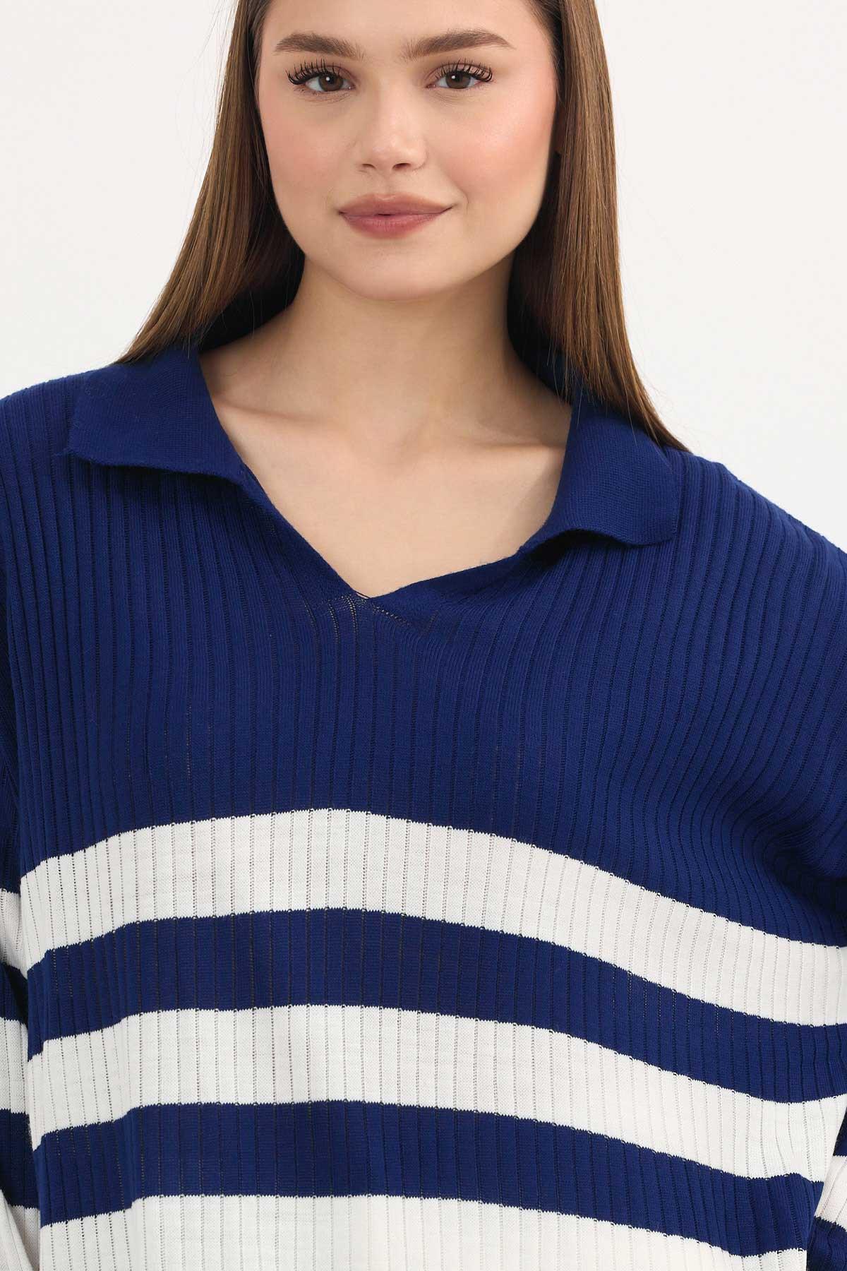 5335 Çizgili Fitilli Triko Tunik Laci
