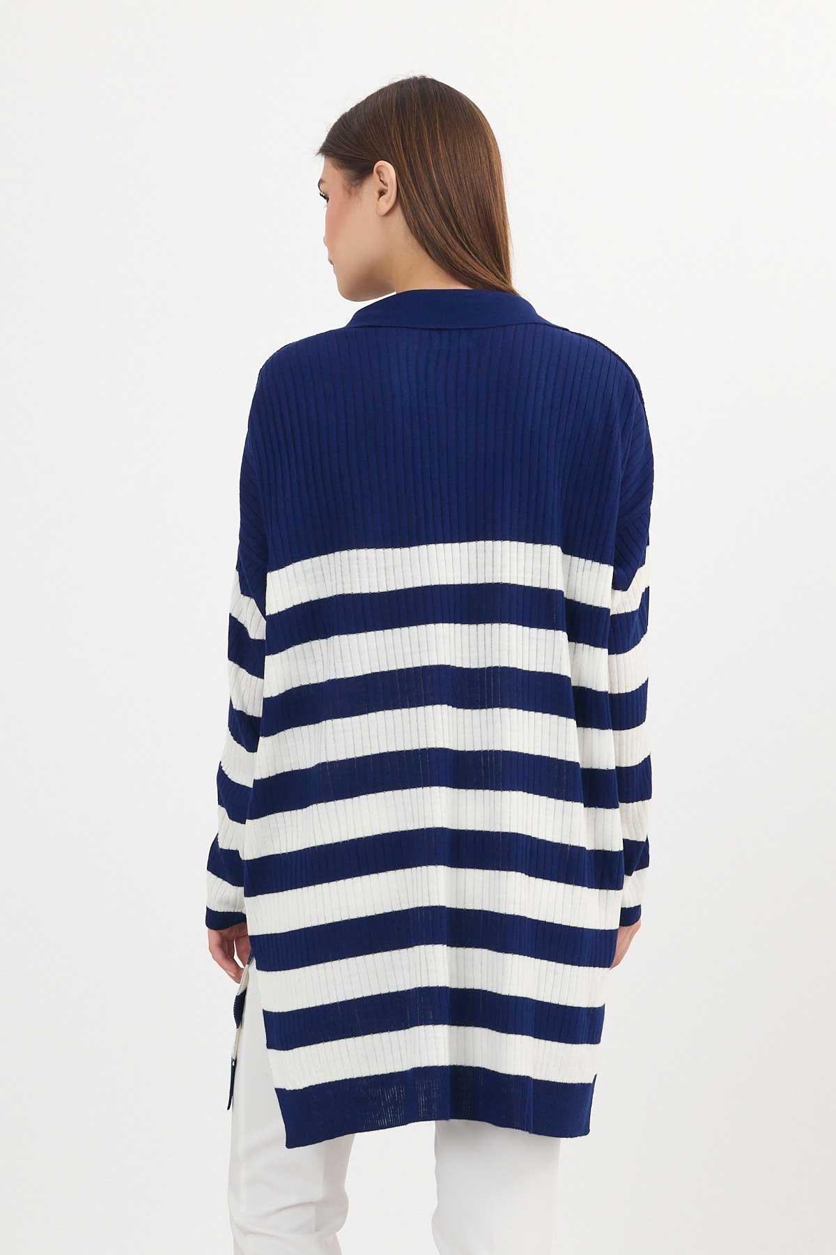 5335 Çizgili Fitilli Triko Tunik Laci