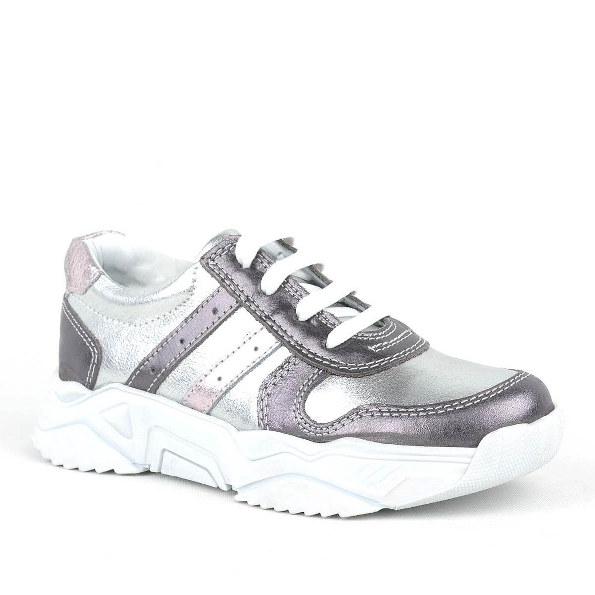 Genuine Leather Platinum Pink Girls Sneakers