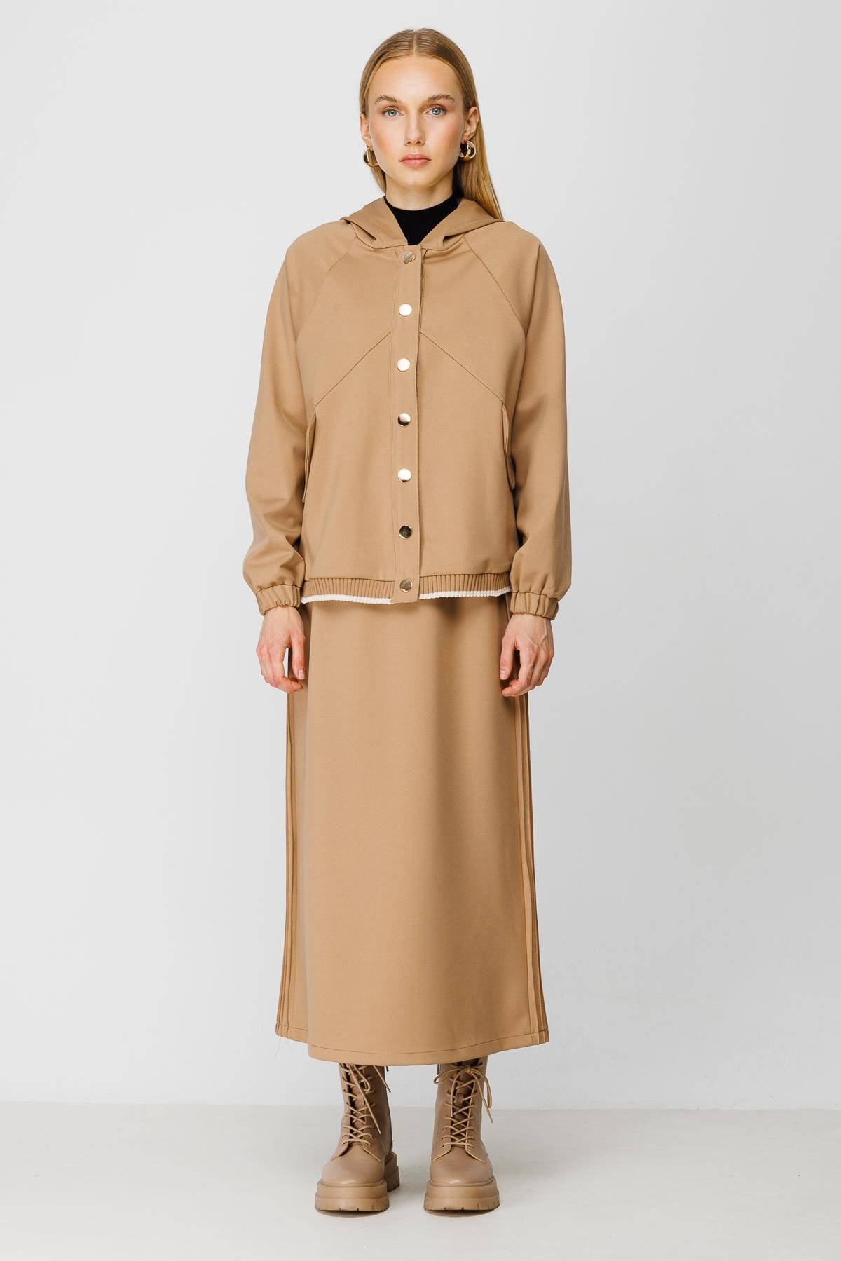 Ghisa Kapüşonlu Ceket CAMEL