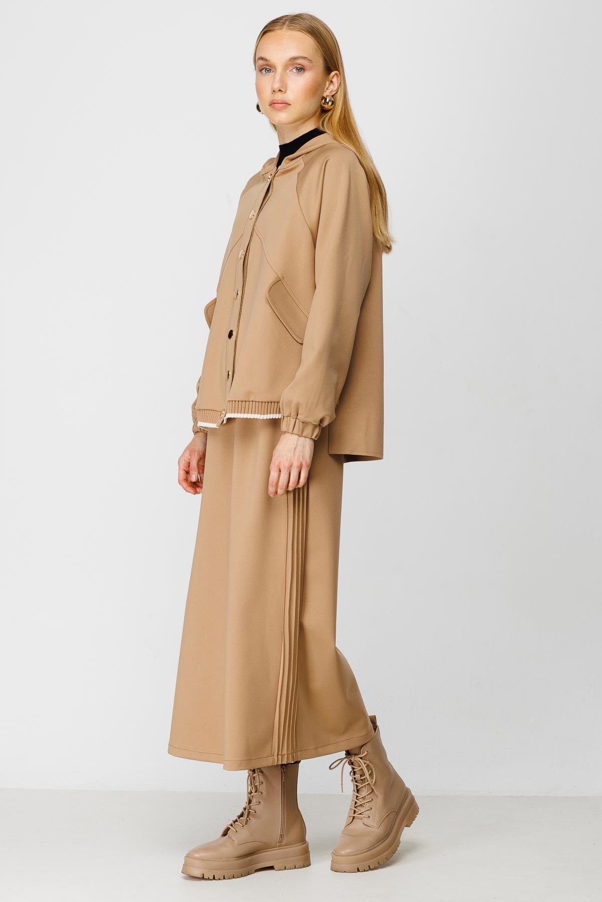 Ghisa Kapüşonlu Ceket CAMEL