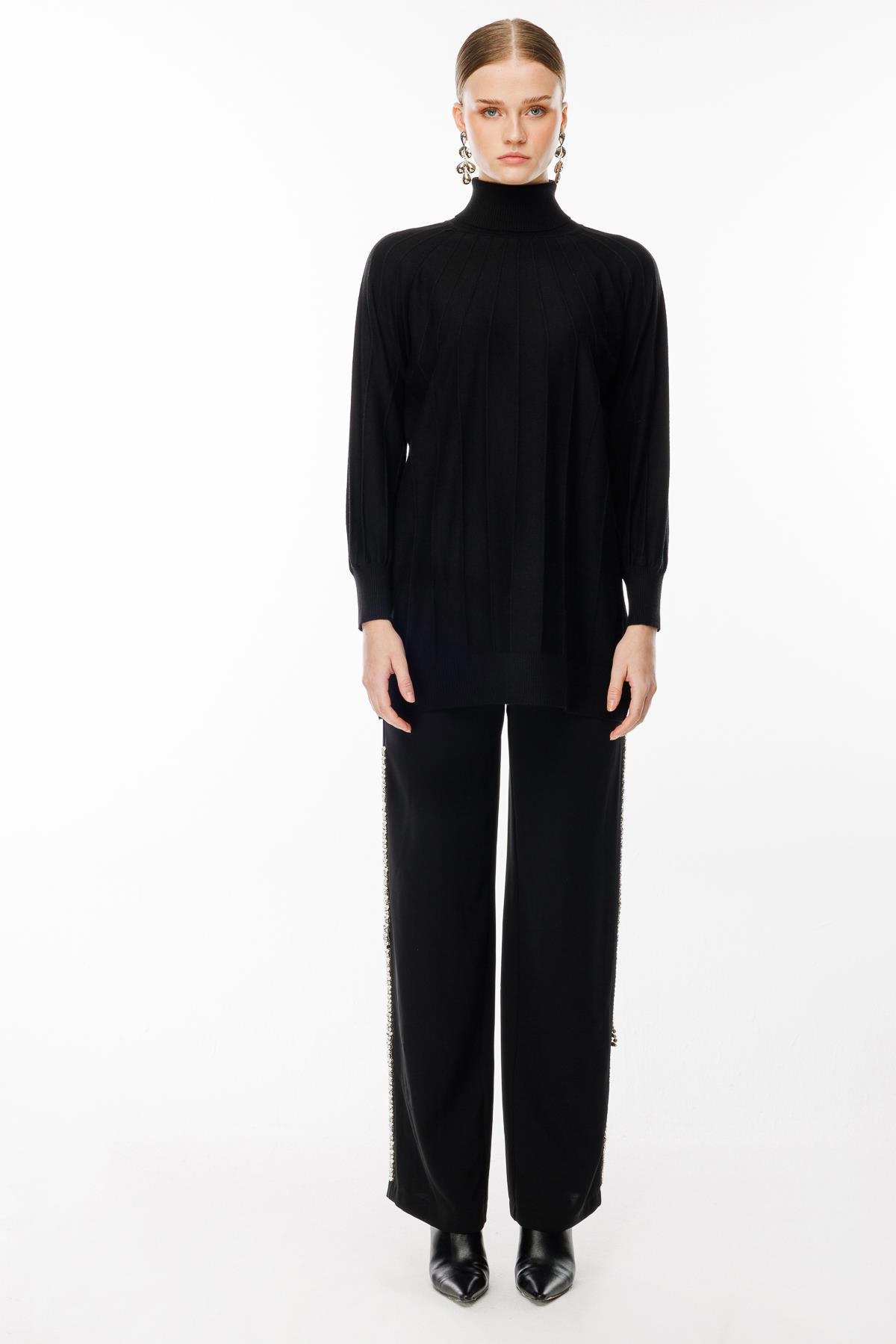 Ghisa Reglan Kol Triko Tunik SİYAH