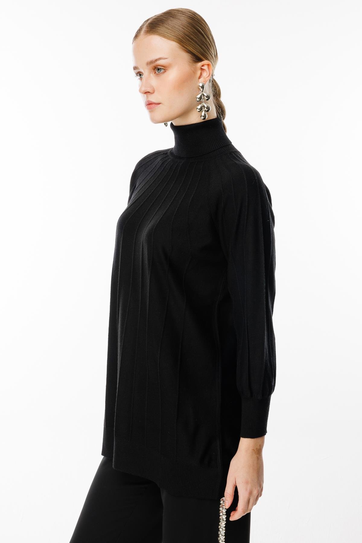 Ghisa Reglan Kol Triko Tunik SİYAH