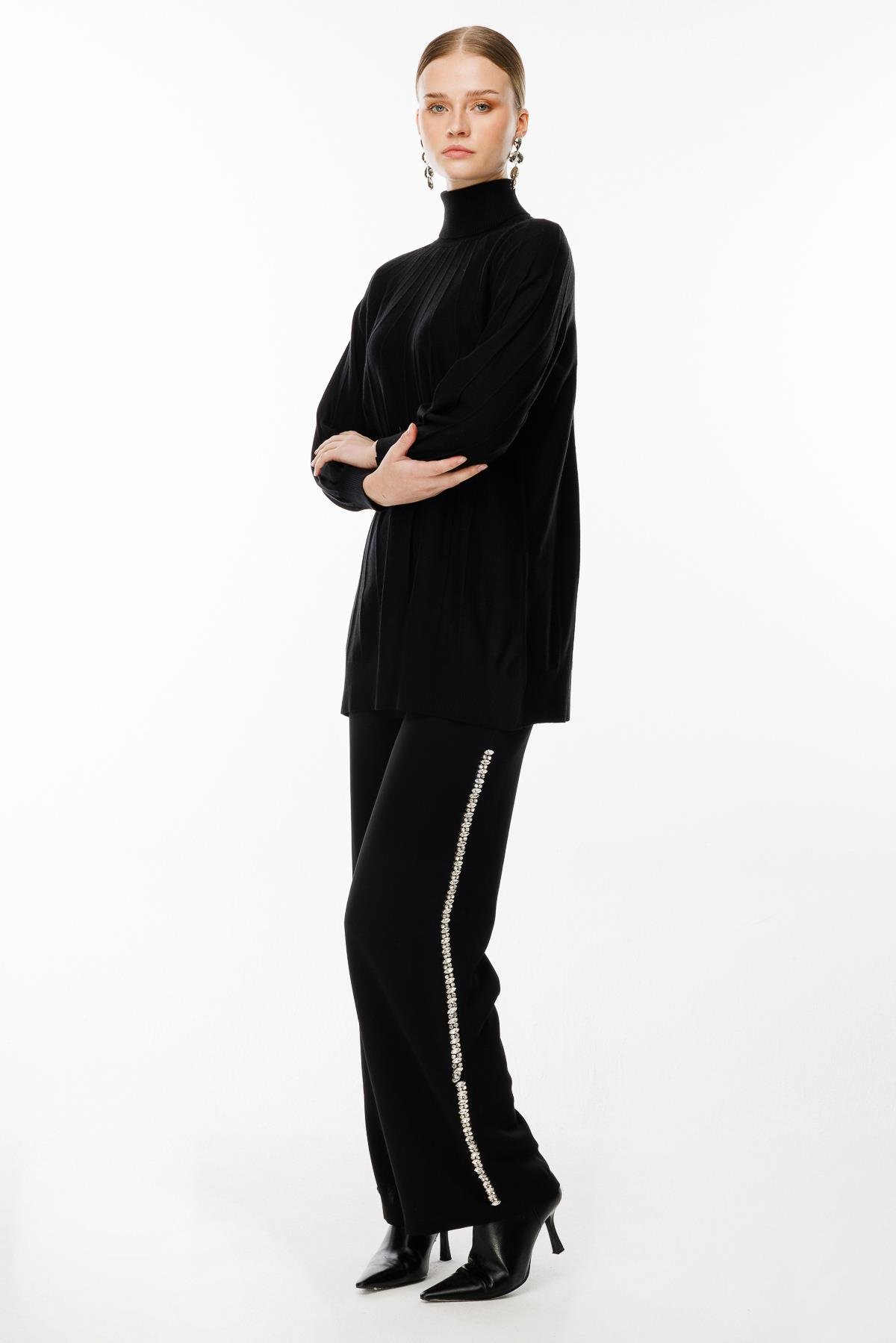 Ghisa Reglan Kol Triko Tunik SİYAH
