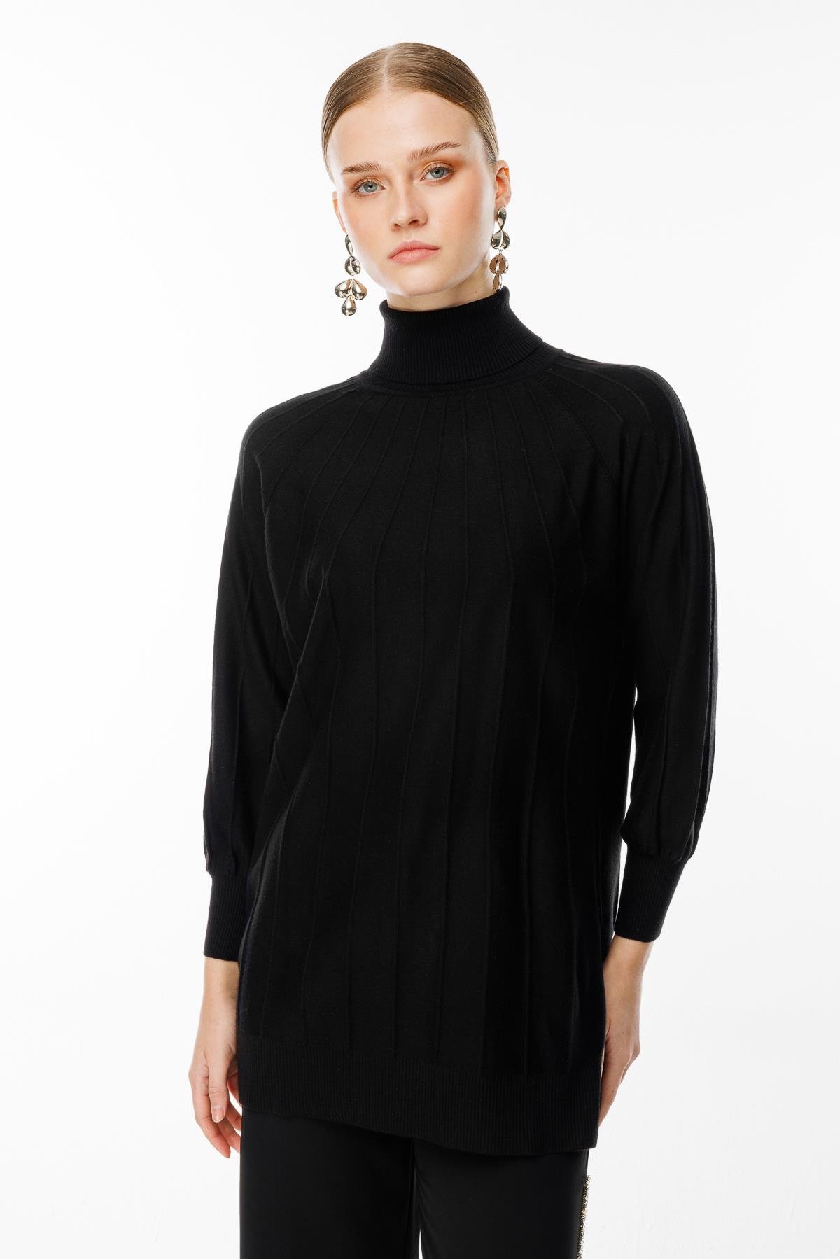 Ghisa Reglan Kol Triko Tunik SİYAH
