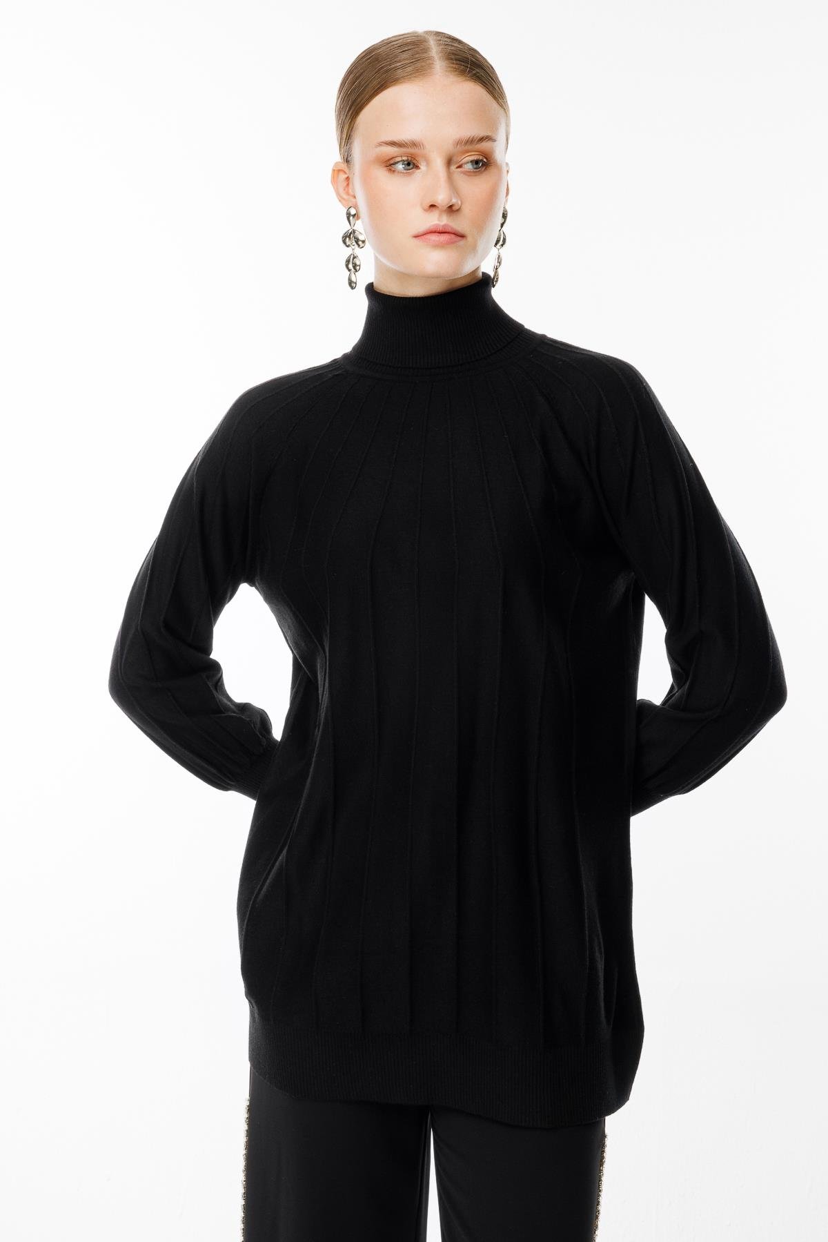 Ghisa Reglan Kol Triko Tunik SİYAH