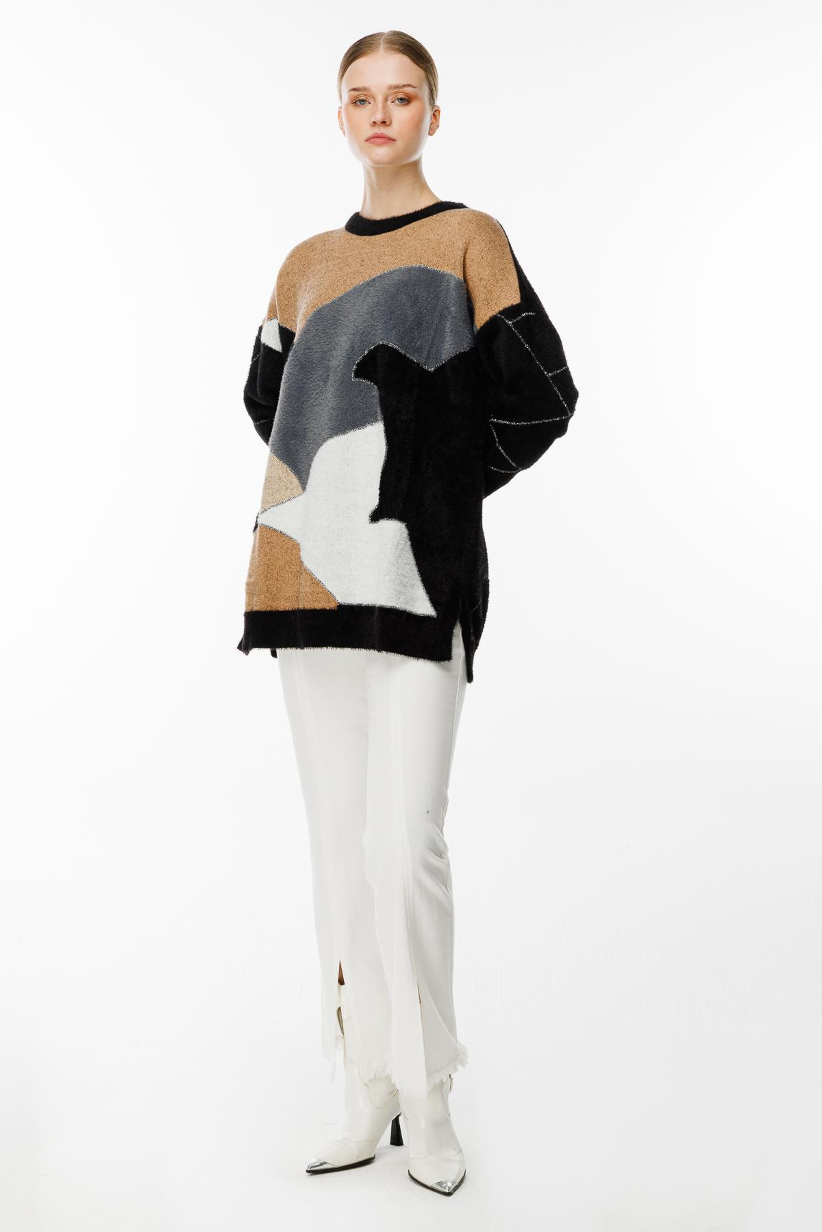 Ghisa Triko Tunik SİYAH CAMEL