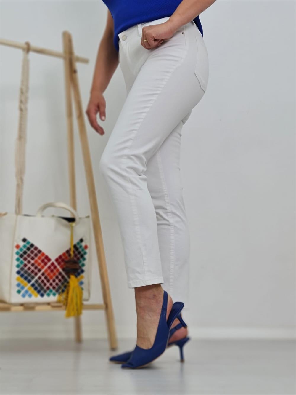 FELİX10337 Beyaz Boyfriend Jean Pantolon