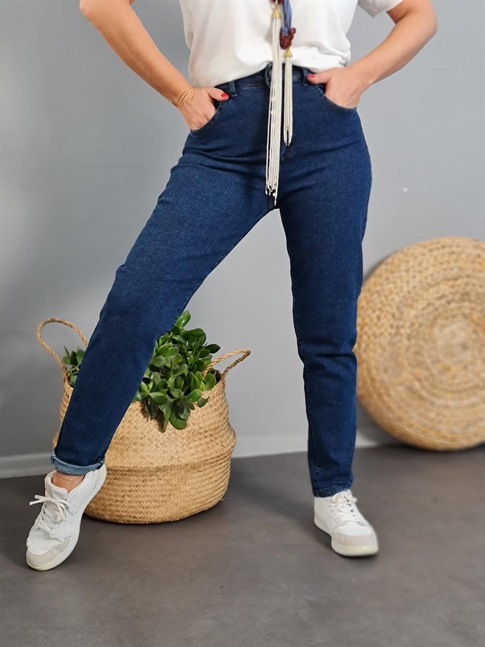 FELİX10802 Koyu Mavi Mom Jean Pantolon