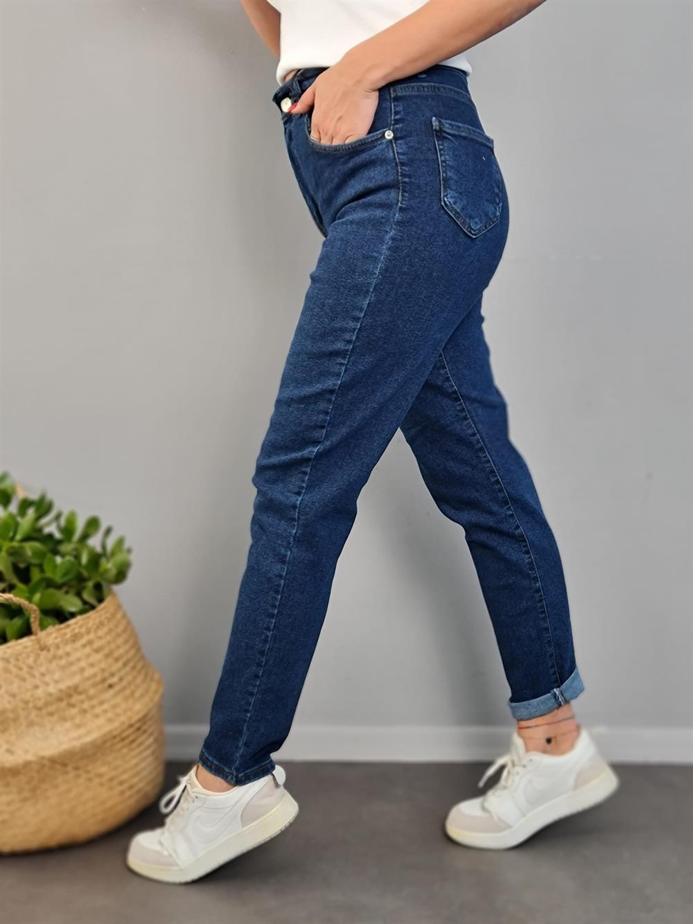 FELİX10802 Koyu Mavi Mom Jean Pantolon