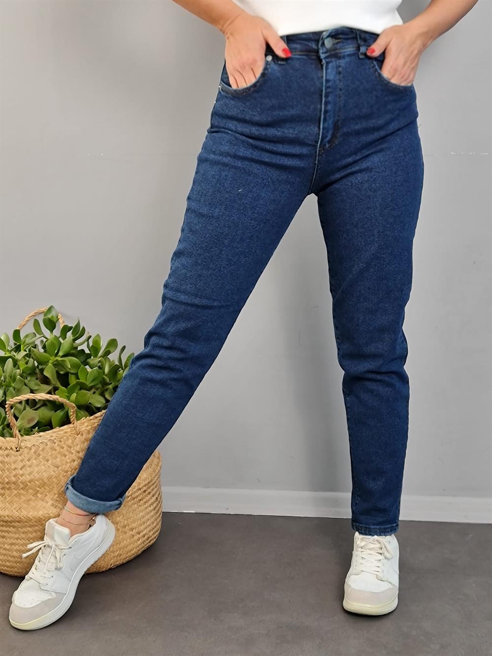 FELİX10802 Koyu Mavi Mom Jean Pantolon